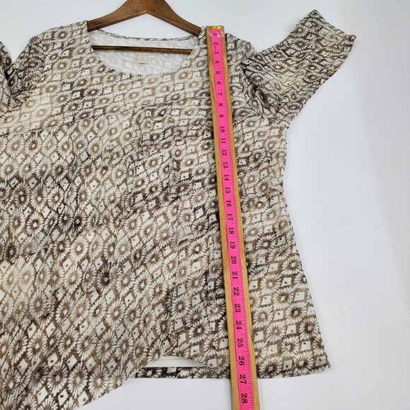 Chico's Womens 3 (XL) Brown Tan Abstract Diamond Print Asymmetric Hem Tunic Top - Picture 13 of 13